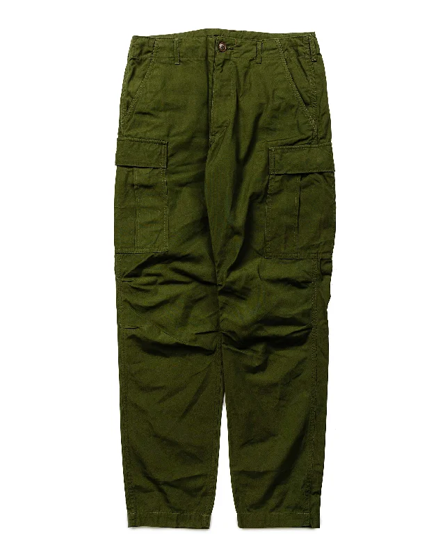 Casual Dress Pants-Sage de Cret x Lost & Found Coated Cotton/Linen Cargo Trouser Olive