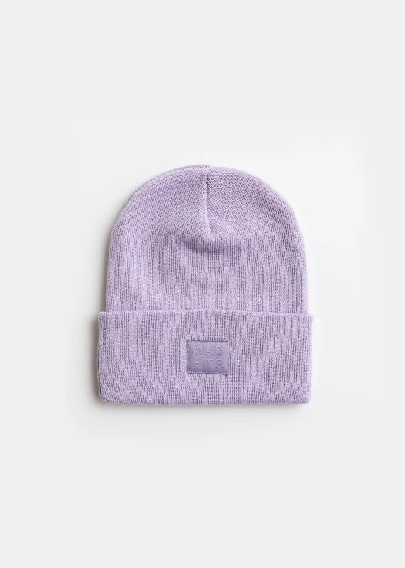 Warm Knit Beanie Hat-Adult Mad Hatter Knit Cuff Beanie - Lilac