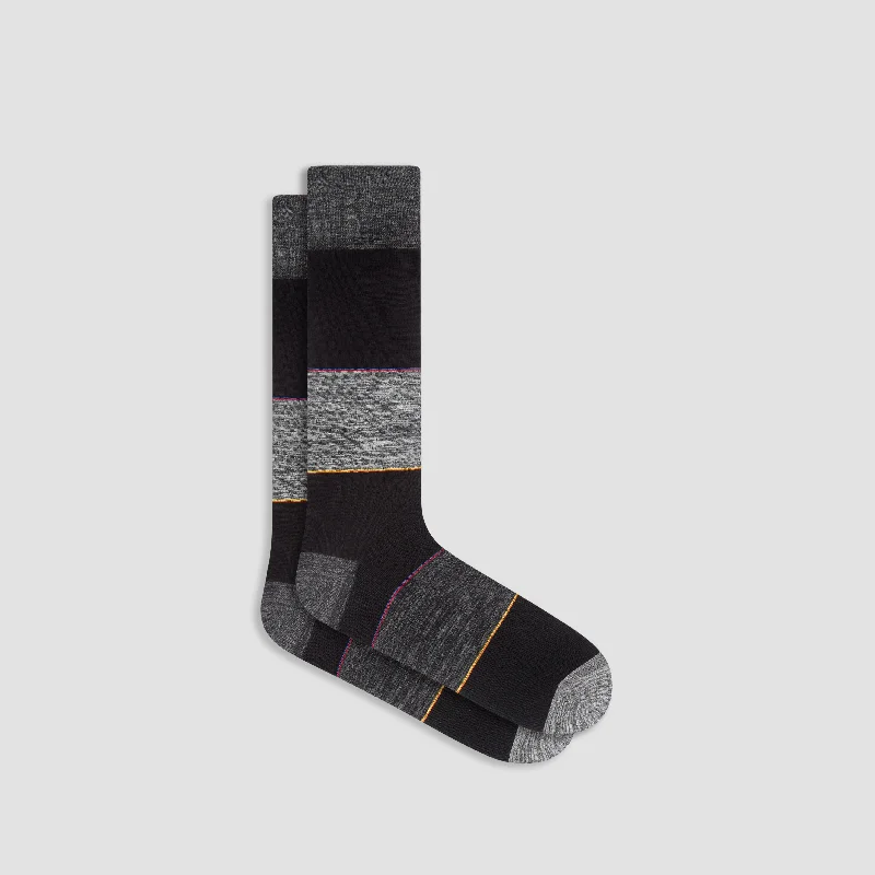 Stretch Socks-Color Block Mid-Calf Socks