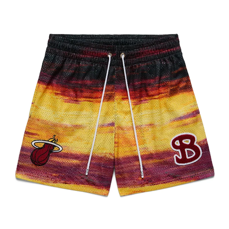 Retro Style Shorts-NBA x BKTSQD MIAMI HEAT SKY SHORTS