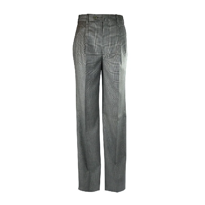 Fleece Pants-Newport Pleated Front Trouser - B W Glen Plaid