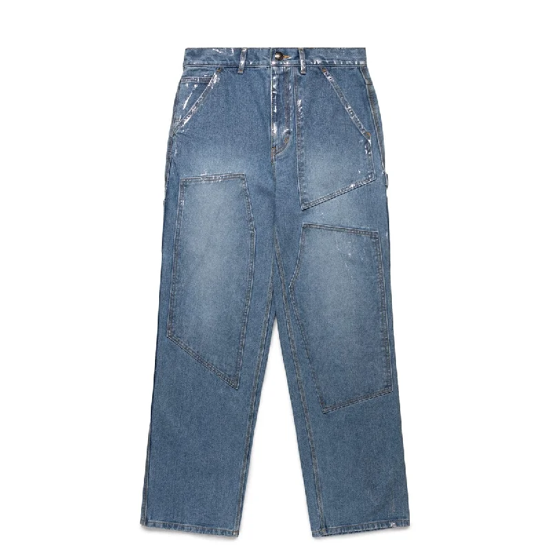 Flared Pants-WAX COATED CARPENTER WIDE-LEG JEANS