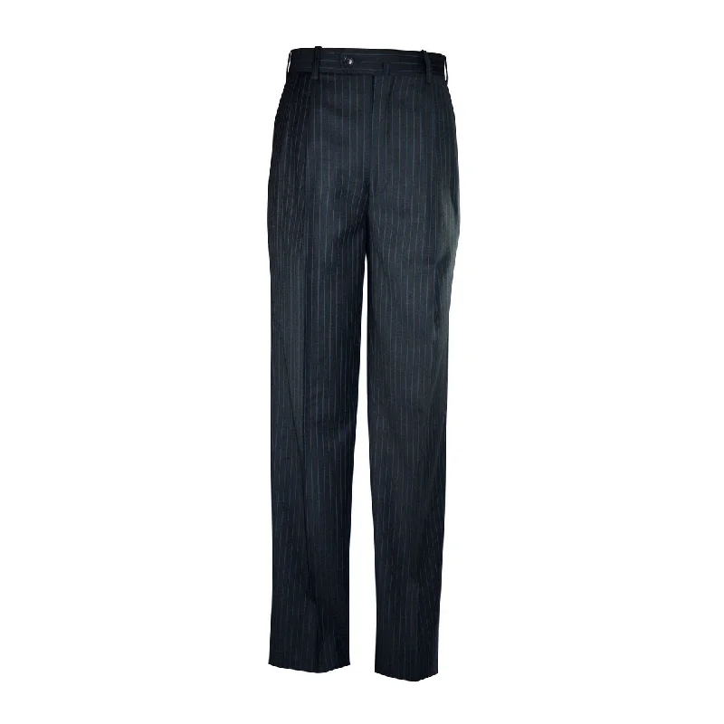 Track Pants-Newport Pleated Front Trouser - Charcoal