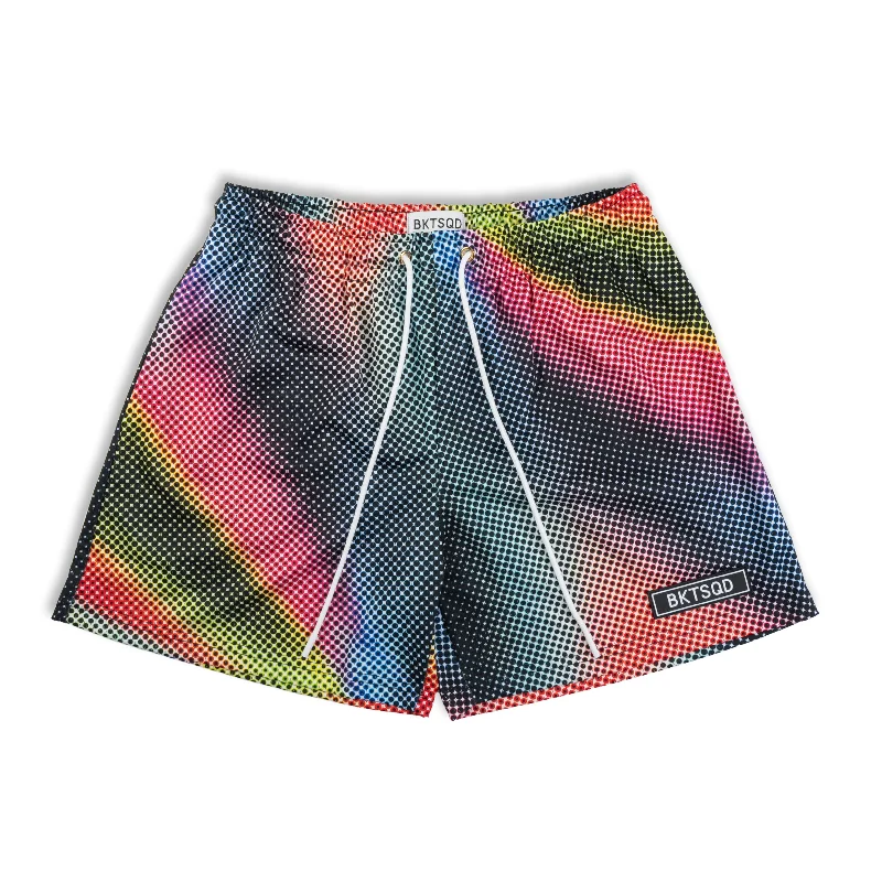 Denim Shorts-POINTILLISM SHORTS - DOT RAINBOW