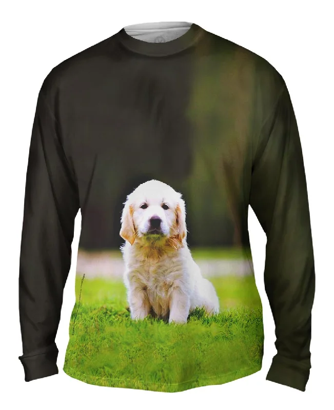 Casual Long Sleeve Top-Tiny Puppy Retriever