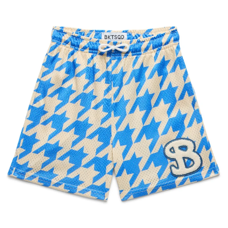 Printed Shorts-HOUNDSTOOTH YOUTH SHORTS - COTTON BLUE