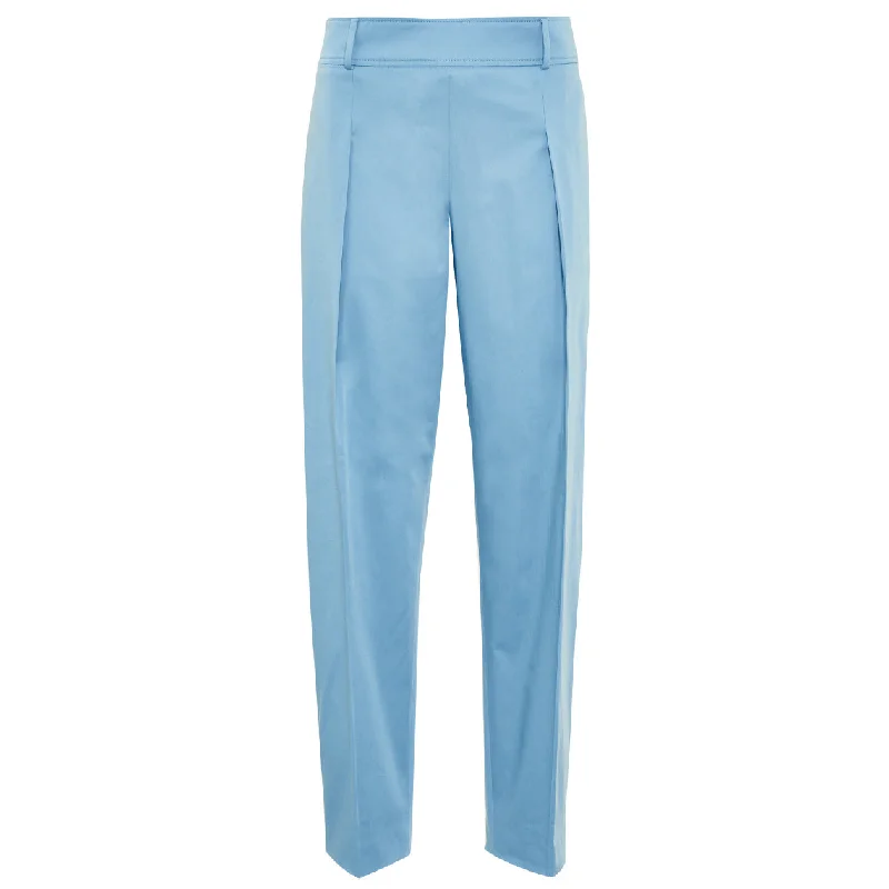 Plaid Check Pants-Tindara Blue Cotton Trousers