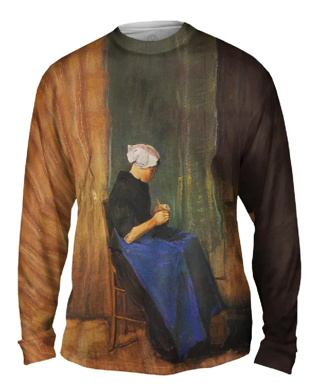 Long Sleeve Sweater-Van Gogh -"Woman Knitting" (1881)