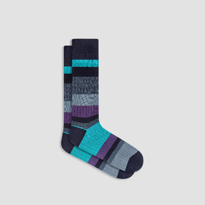 Bamboo Socks-Color Block Mid-Calf Socks