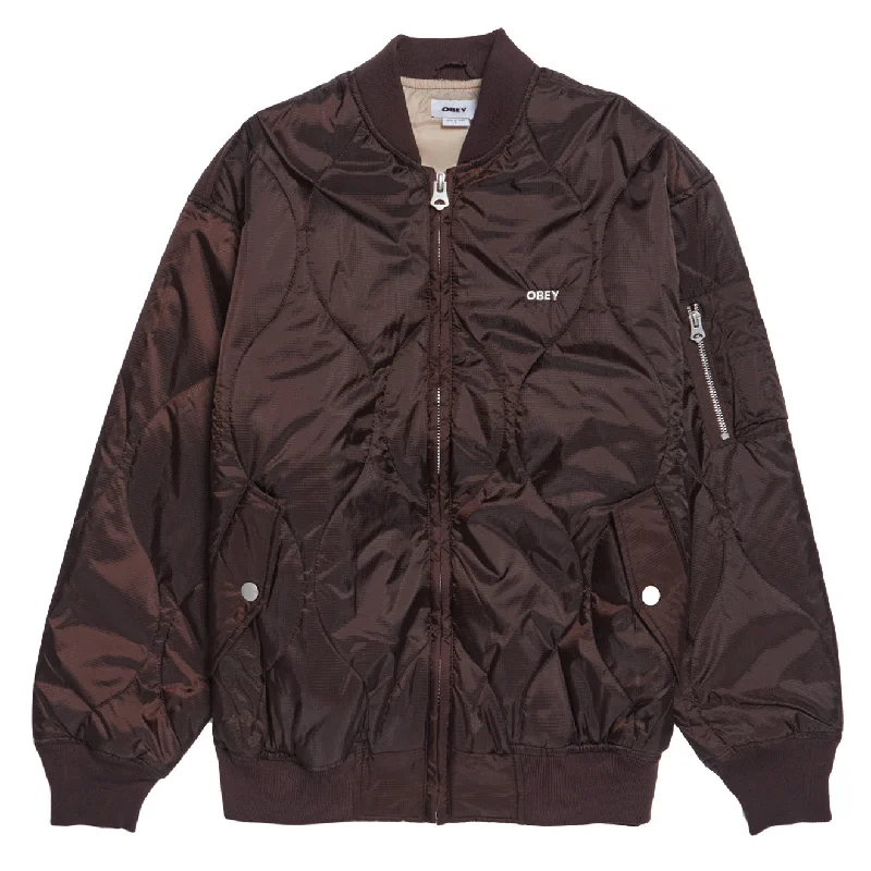 Lightweight Sports Jacket-Obey Womens Daybreak MA-1 Bomber Java Brown