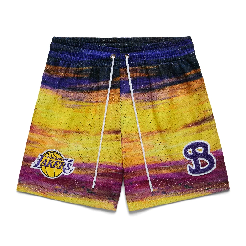 Comfortable Beach Shorts-NBA x BKTSQD LOS ANGELES LAKERS SKY SHORTS