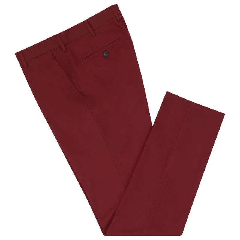 Ripped Denim Pants-Terrance Wine Cotton Chino Trouser