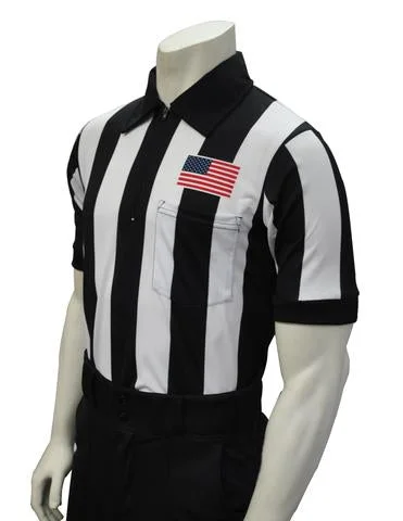 Casual Button-Down Shirt-USA109-607 - Smitty USA - "BODY FLEX" Football Short Sleeve Shirt w/ Flag Over Pocket