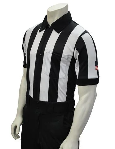 Striped Blouse-USA137-607 - Smitty USA - "BODY FLEX" Football Short Sleeve Shirt w/ Flag on Sleeve