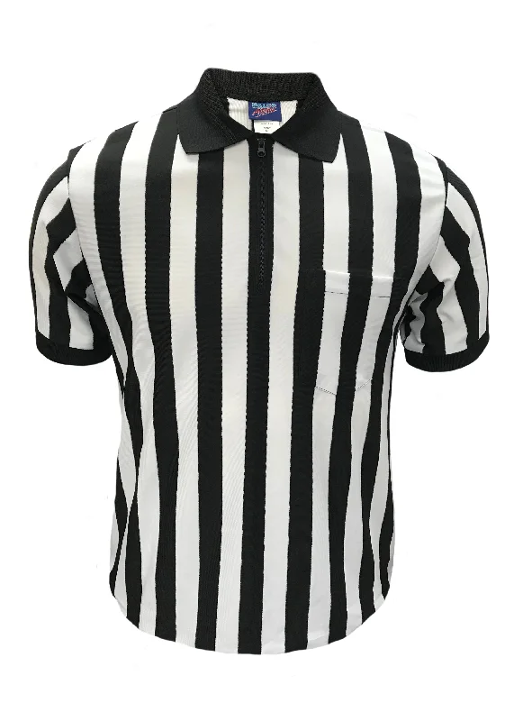 Wrap Blouse-D823 - Dalco Classic Football Official's 1" Black & White Stripe Shirt with Knit Collar