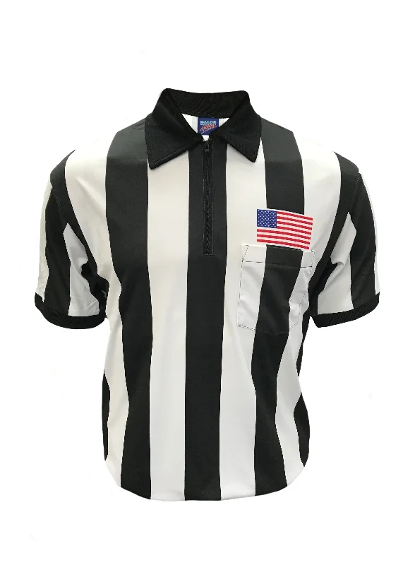 Relaxed Fit Shirt-D745P -  Football Short Sleeve Fully Dye Sublimated 2 1/4" Shirt Black & White Stripes- High Quality Moisture Management Fabric