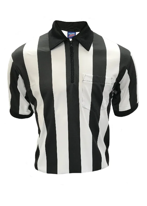 Embroidered Blouse-D741P - Dalco Short Sleeve 2" Black & White Stripe Football Officials Referee Shirt with Moisture Management Fabric