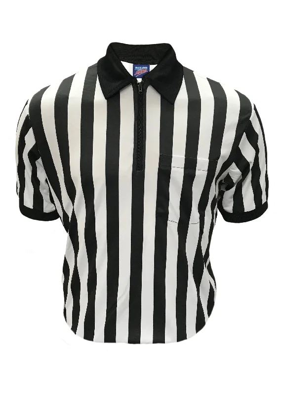 Office Shirt-D730P -Dalco Pro Comfort 1" Black & White Stripe Interlock Football Official's Shirt - Short Sleeve