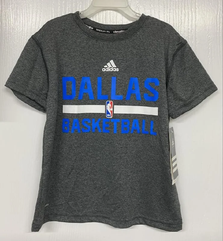 Knit Blouse-Dallas Mavericks Adidas Climalite Keeps you Dry Grey Sport Shirt Kids L 7