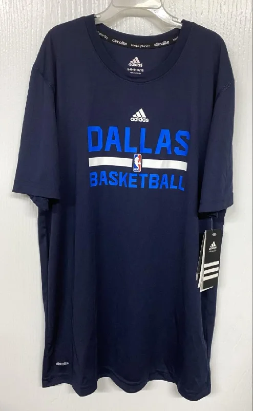 Button Front Blouse-Dallas Mavericks Adidas Climalite Keeps you Dry Navy Blue Kids Shirt L 14/16