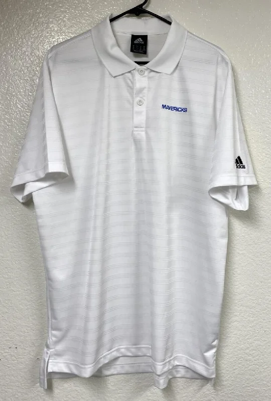 Casual Blouse-Dallas Mavericks Adidas White Stripe Golf Shirt Men's XL