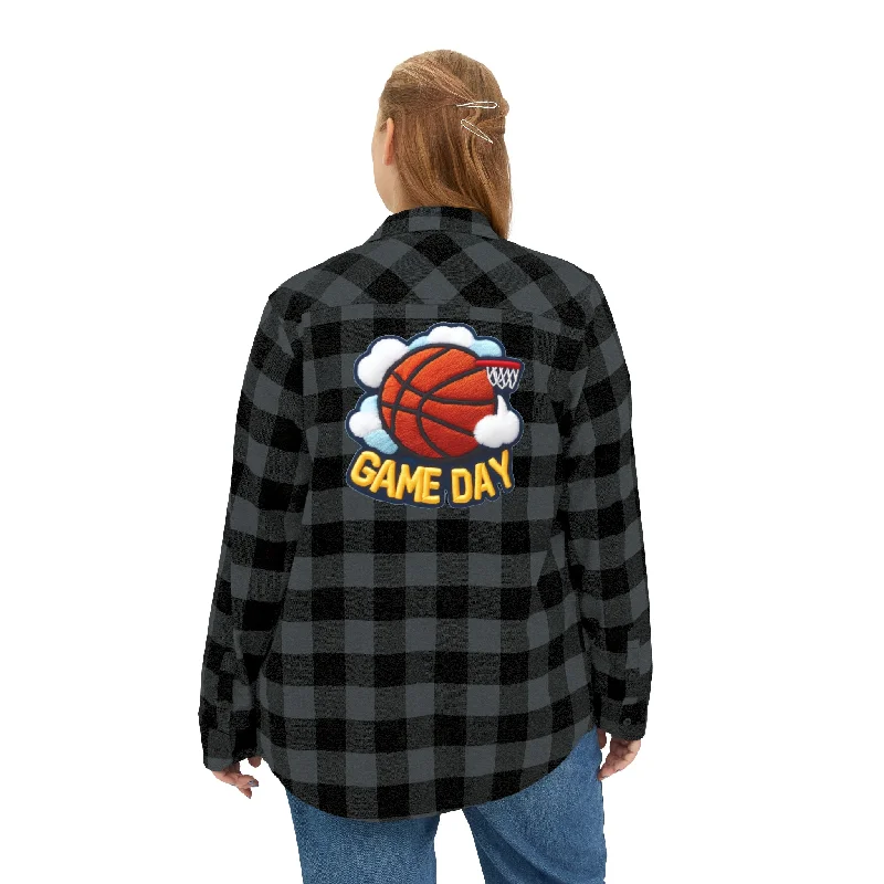 Relaxed Blouse-Game Day Basketball - Charcoal Black - Unisex Flannel Shirt