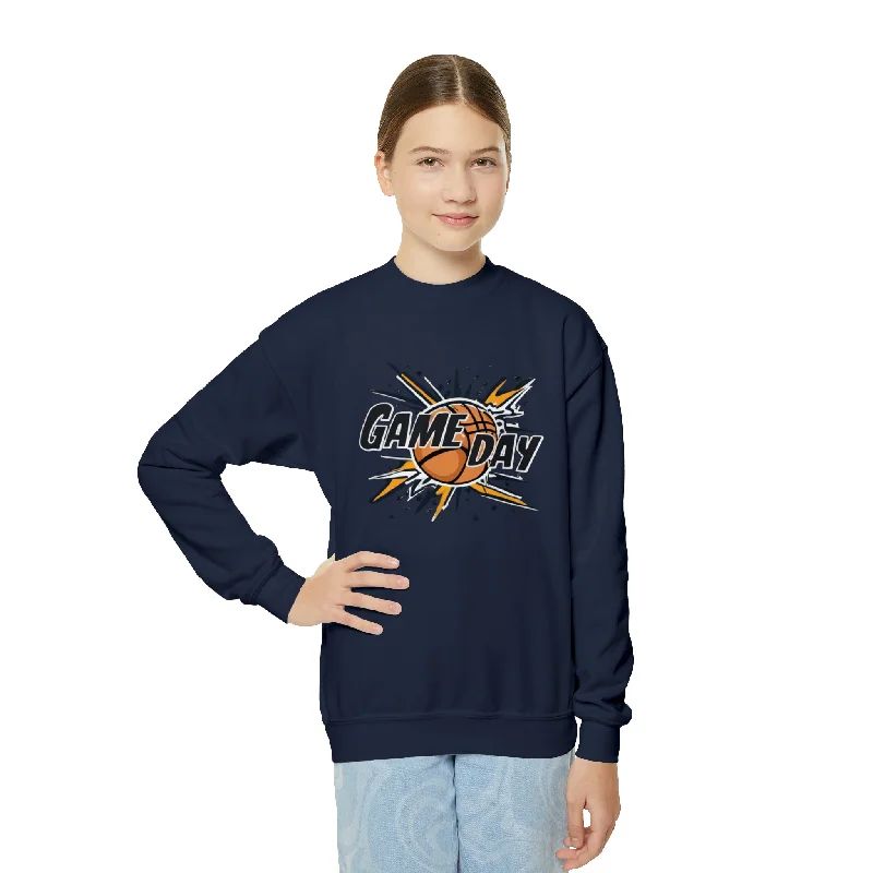 V-Neck Blouse-Game Day Slam Dunk Energy - Dynamic Basketball Explosion Graphic - Youth Crewneck Sweatshirt